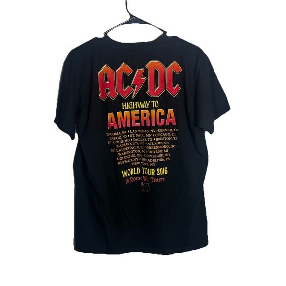 AC/DC Rock or Bust 2016 Tour Shirt Medium Black Highway to America Axl Rose Band - Picture 3 of 5
